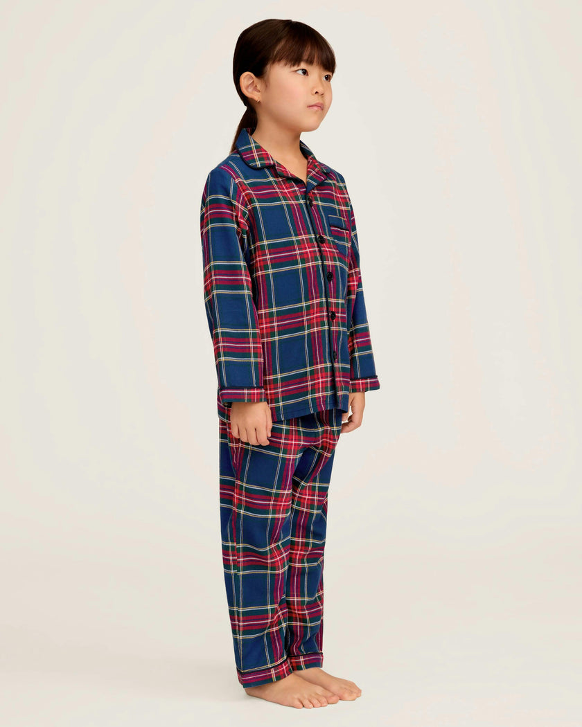 Kid's Brushed Twill Pajama Set in Windsor Tartan