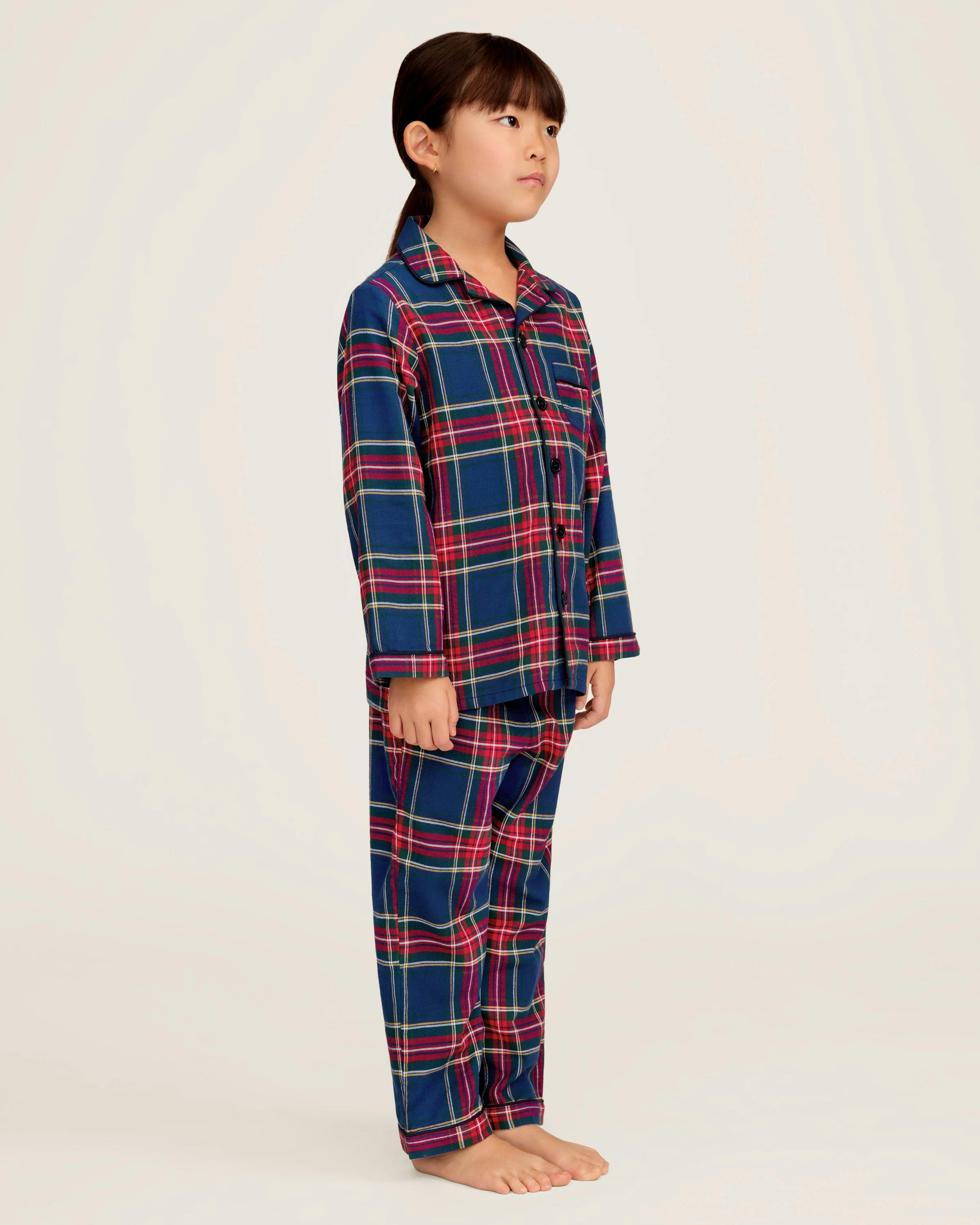 Kid's Brushed Twill Pajama Set in Windsor Tartan