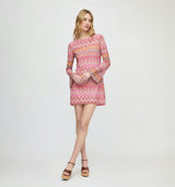 The Nathalie Dress - Pink Sheer Shimmer Knit