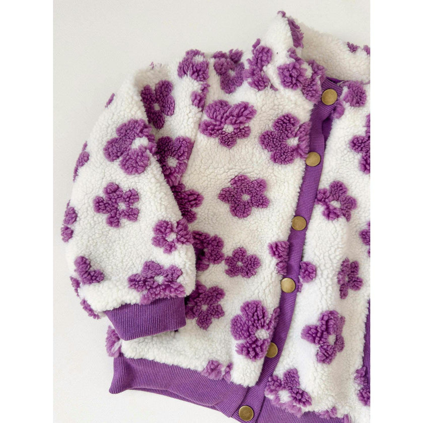 Flower Power Fleece Jacket, Purple