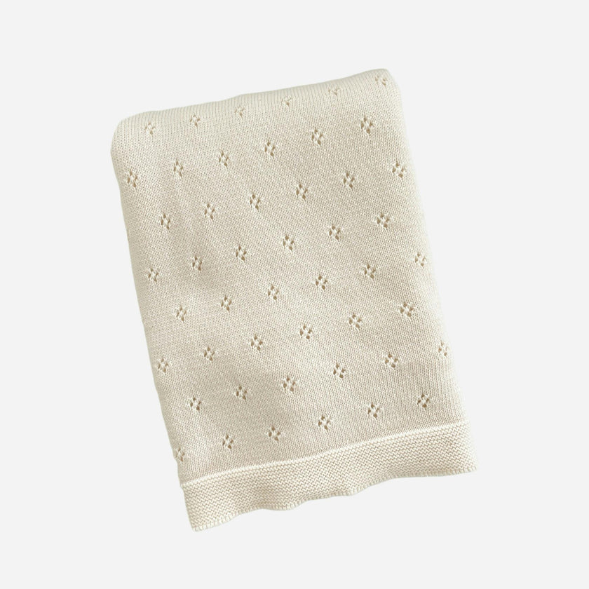 Heirloom Pique Blanket, Cream | Organic Cotton
