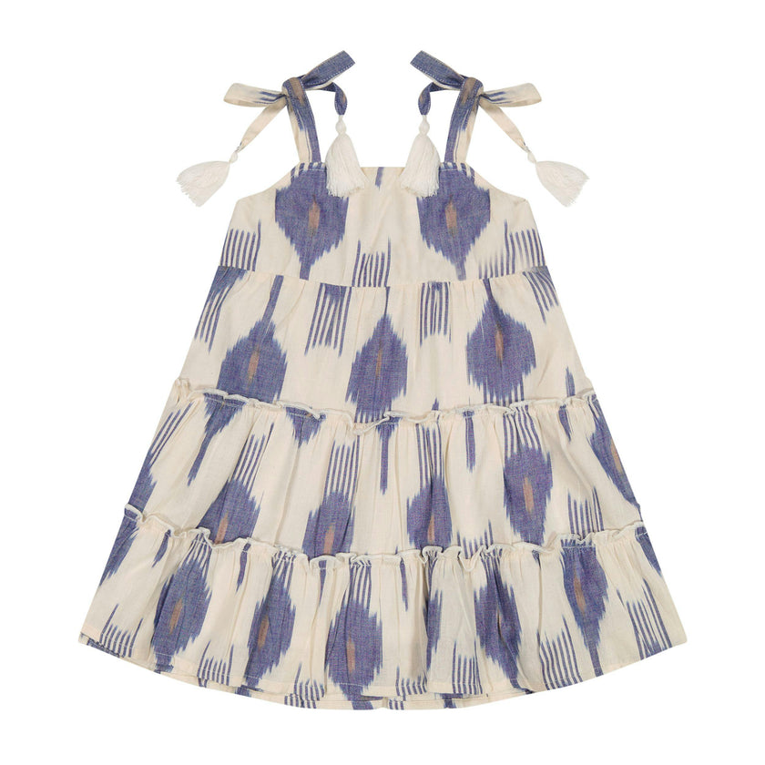Bella Girls Shoulder Tie Sundress La Crème Ikat, Cream