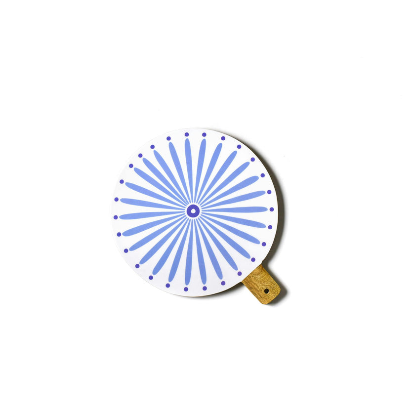 Iris Blue Burst Wood Medium Round Board