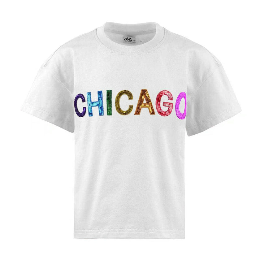 Women's Sequin Chicago T-shirt Black