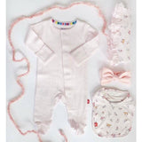 Love Lines Pink Organic Cotton Pointelle Magnetic Footie