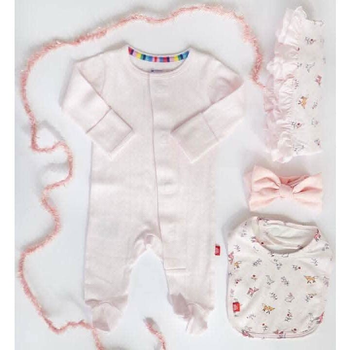 Love Lines Pink Organic Cotton Pointelle Magnetic Footie