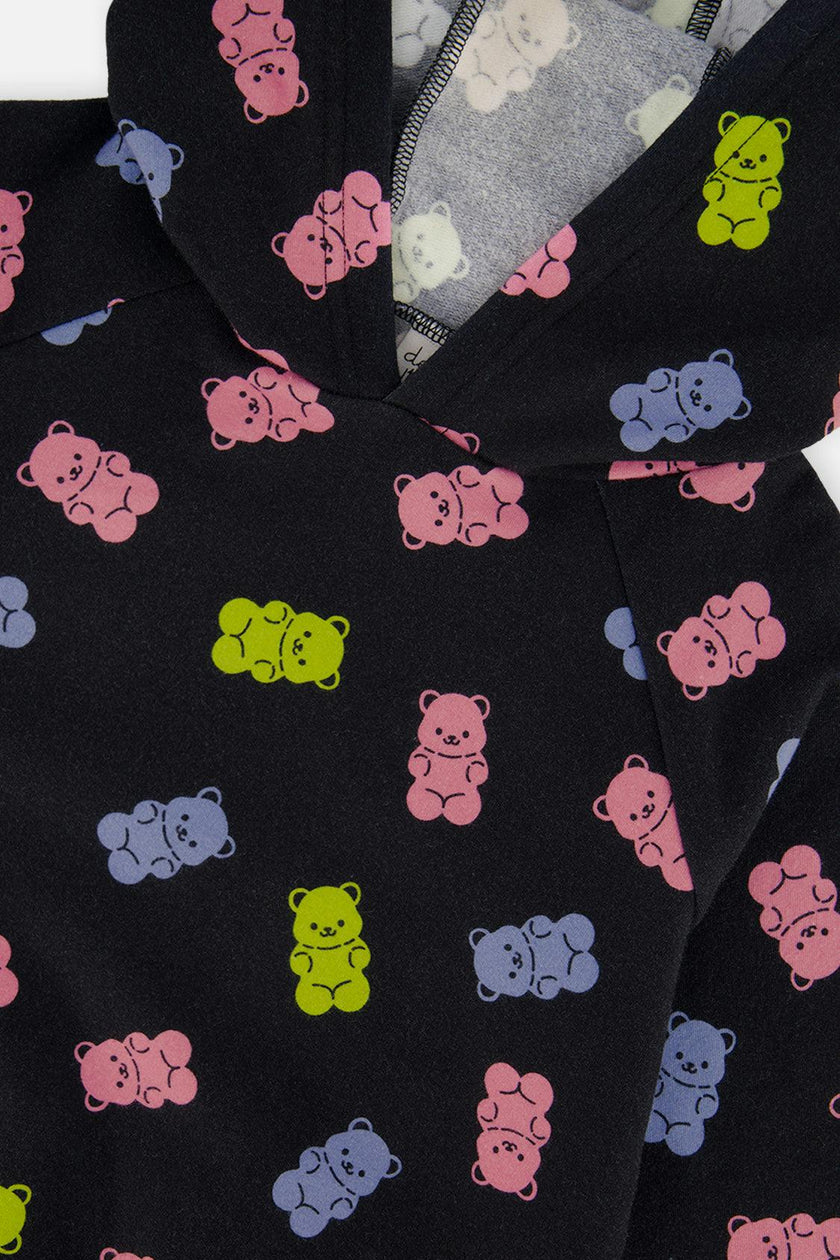 Printed Hoodie Black Printed Gummy Bears