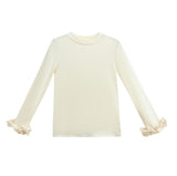 Champagne Top with Satin Ruffle Cuffs