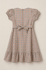 Teen Connie Short Sleeve Dress in Chestnut Gingham