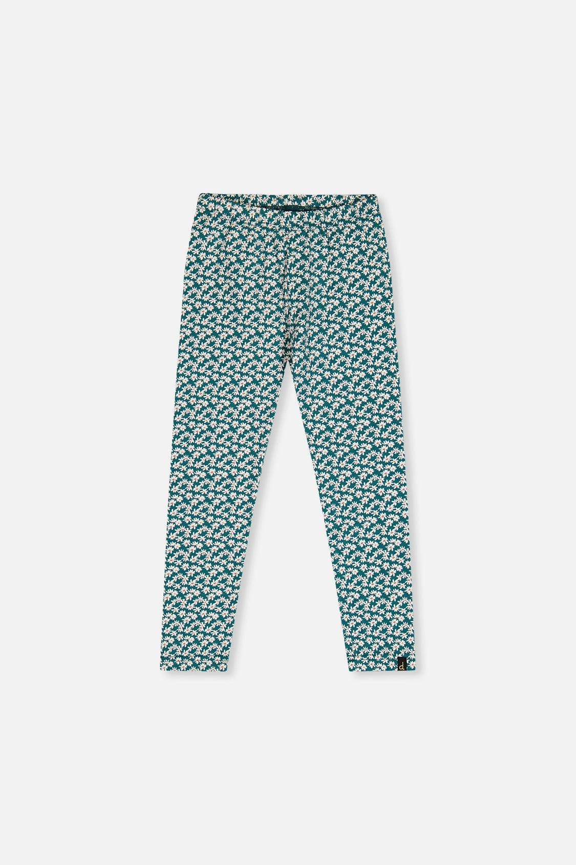 Organic Cotton Leggings Green Daisy Print