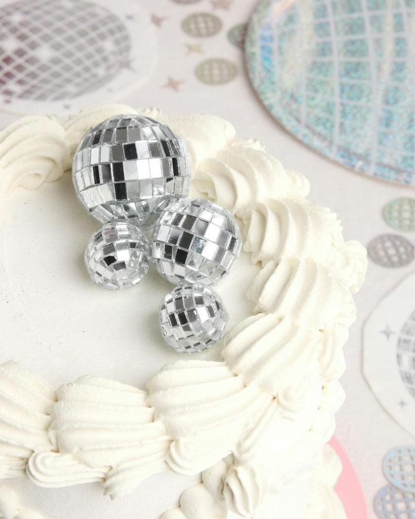 It's Disco, Baby! Topper - 4 disco ball cake toppers