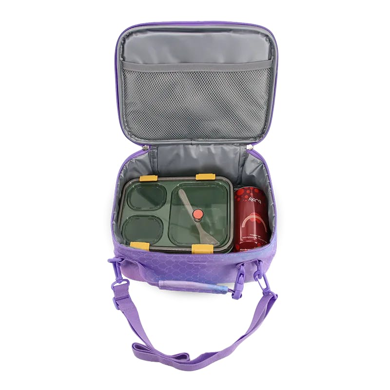 Cornelia Backpack with Lunch Bag and Pencil Case in Purple Mermaid