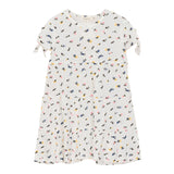 Multi Flower Print Ribbed Short Sleeve Dress