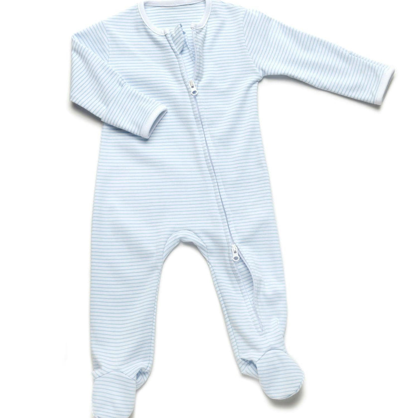 Two Way Zip Striped Footie Pajama