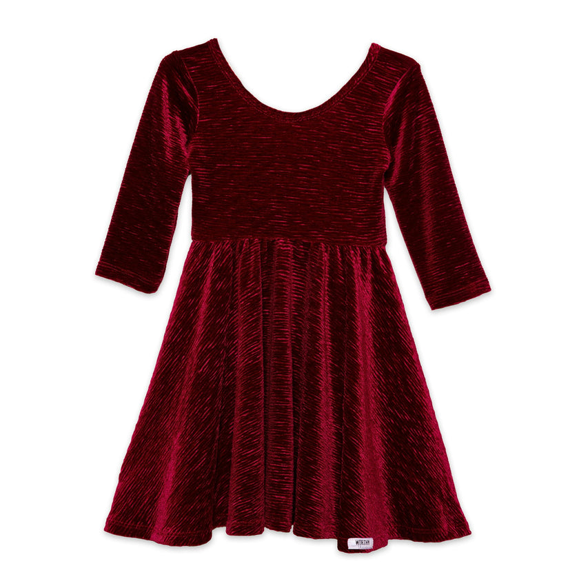 Holiday Twirly Dress in Burgundy Bodre