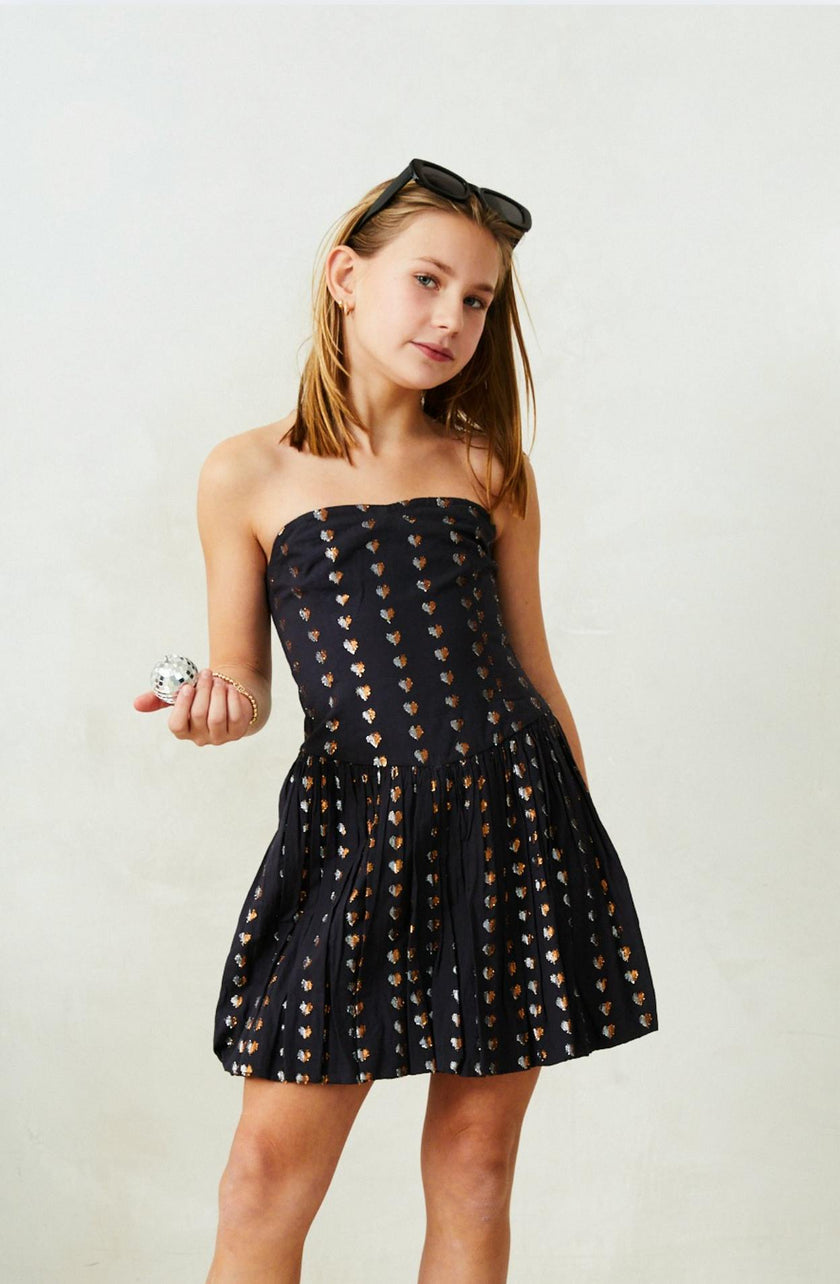 Daniela Lurex Heart Bubble Dress -Black