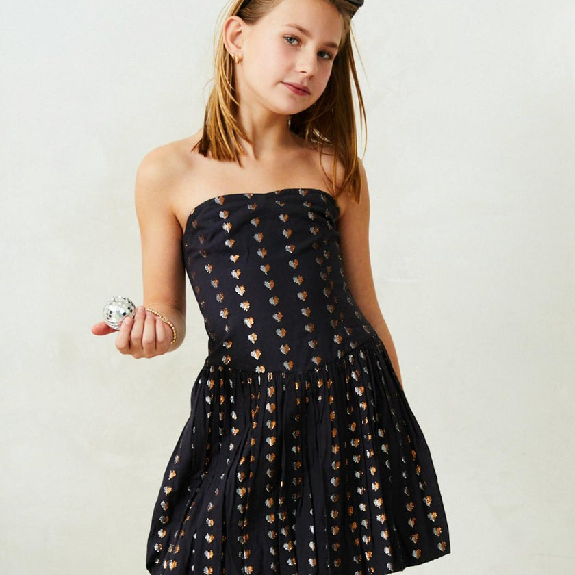 Daniela Lurex Heart Bubble Dress -Black