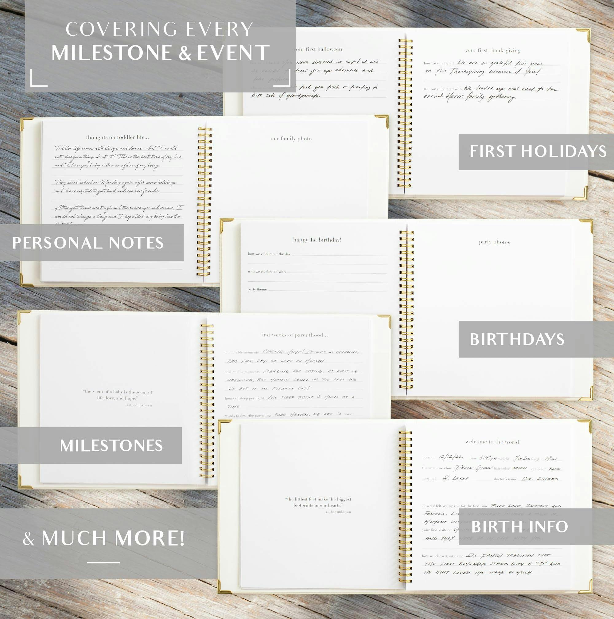 Keepsake Baby Memory Book for Boys and Girls - Timeless First 5 Year Baby Book - Linen Journal Scrapbook & Photo Album - Record Every Milestone Birth to Age 5
