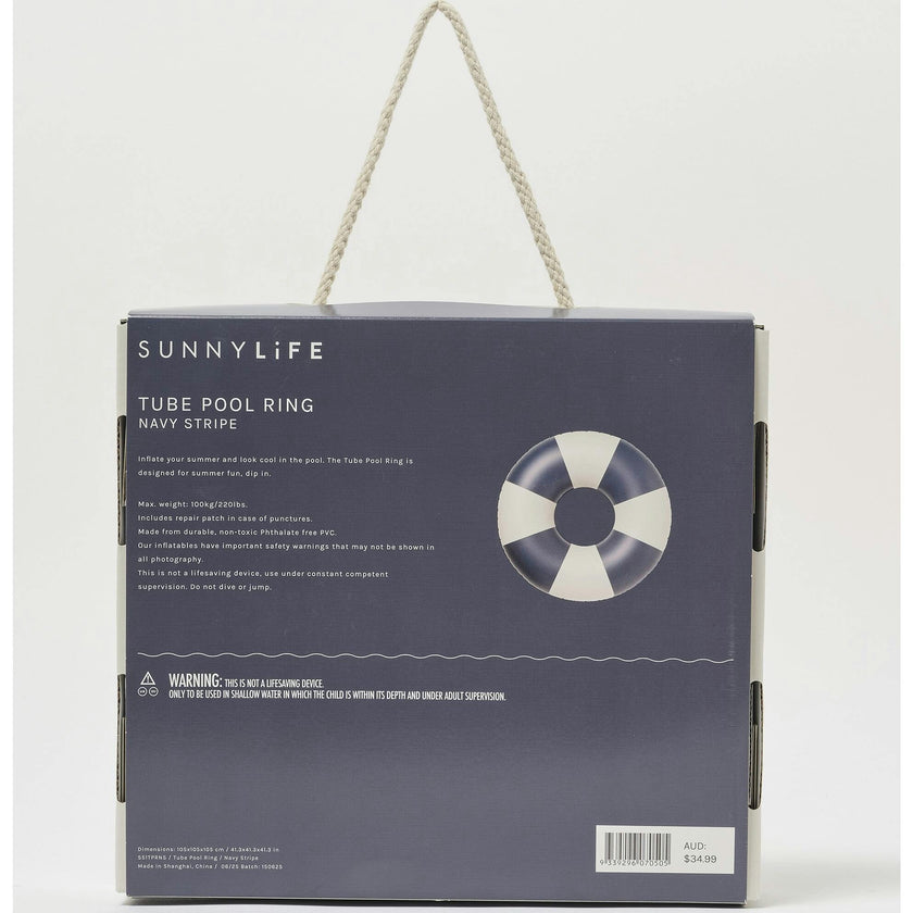 Tube Pool Ring: Navy Stripe