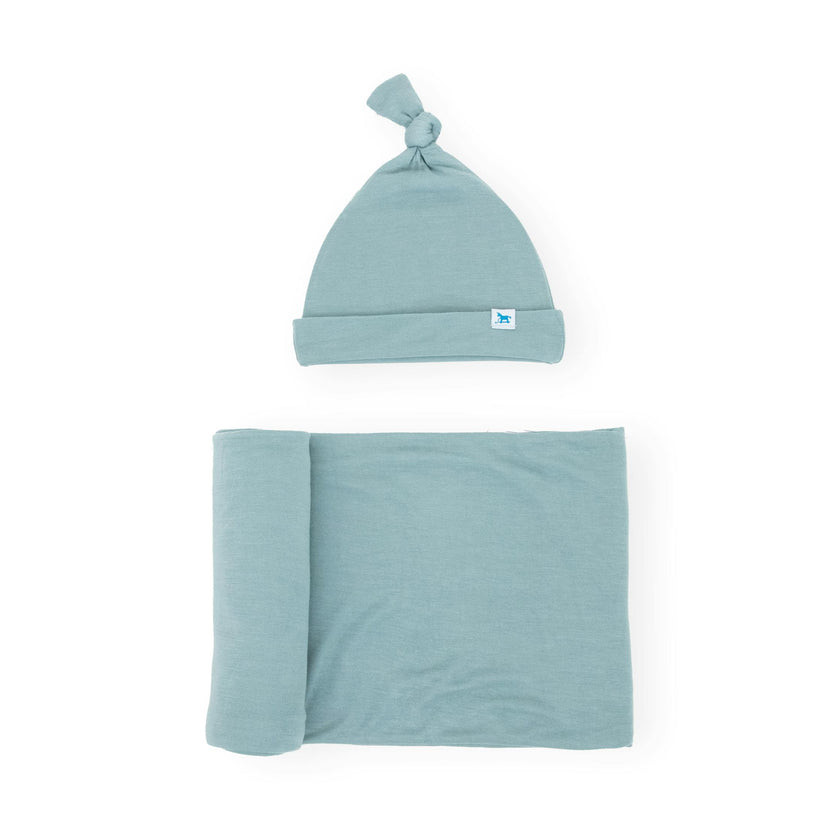 Stretch Knit Swaddle and Hat Set - Harbor