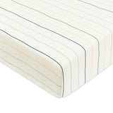 Crib Sheet in GOTS Certified Organic Brushed Cotton in Ivory with Cool Multi-Color Stripes