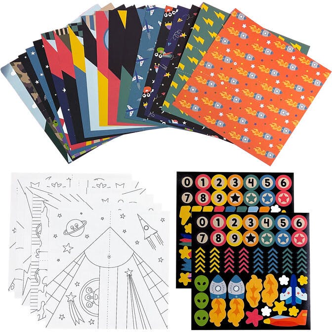 DIY Paper Airplanes Activity Kit - 24 Designs - 2 Sticker Sheets