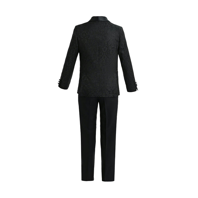Textured Suit Set with Satin Lapels
