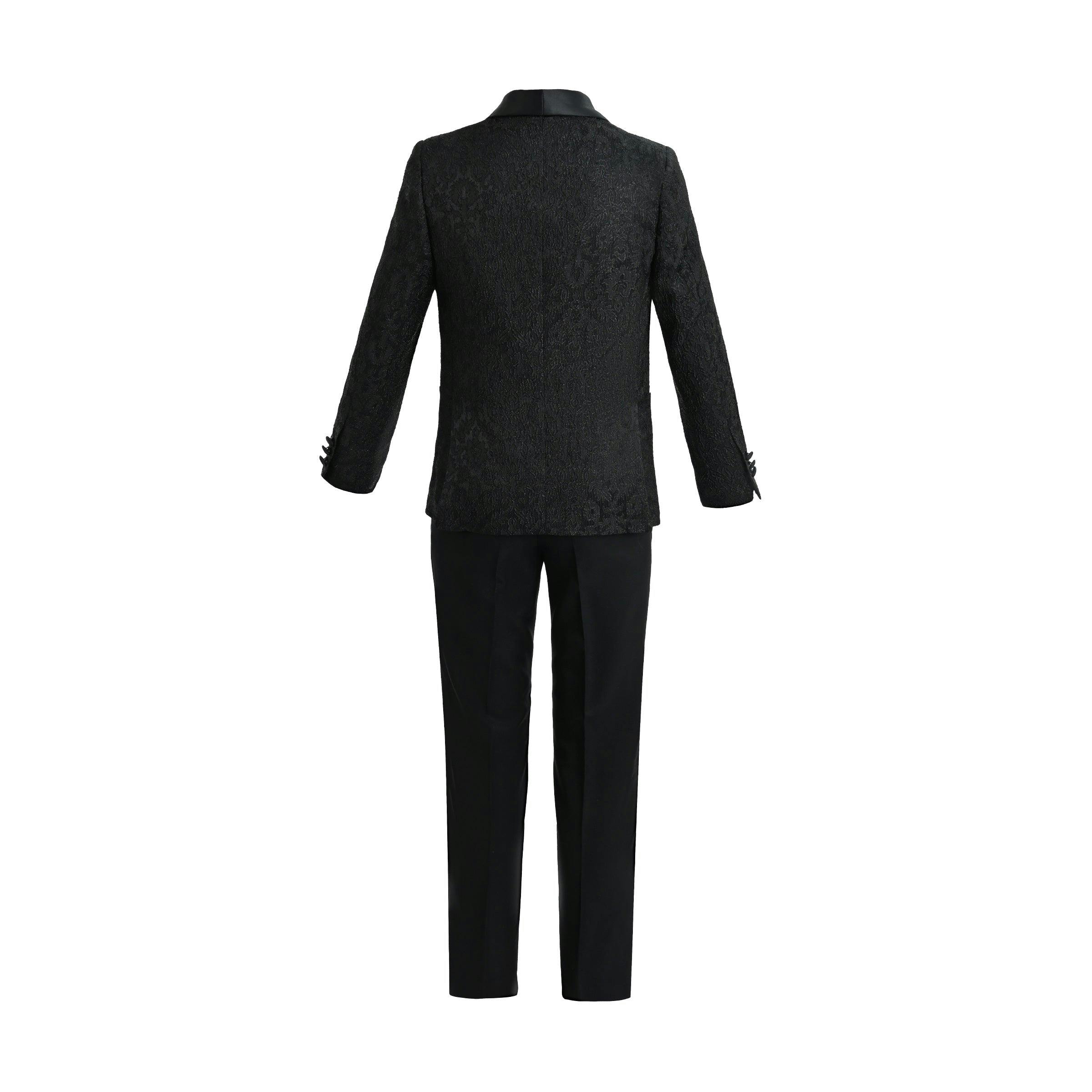 Textured Suit Set with Satin Lapels