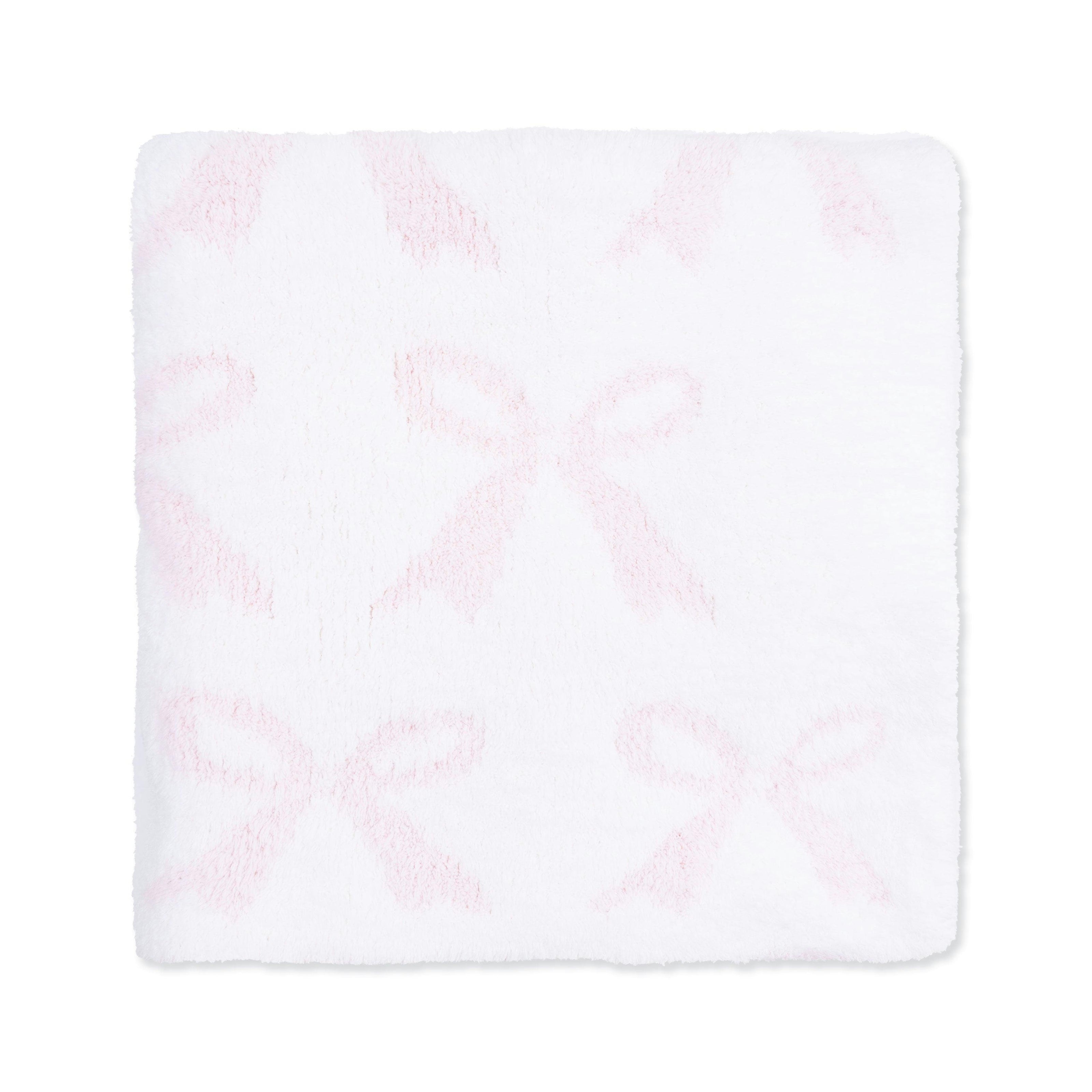 Chenille - Baby Pink Bow Blanket