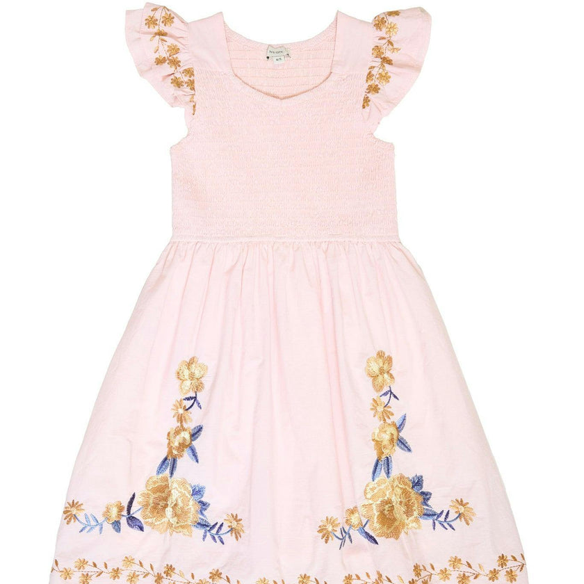 Mini Hattie Dress in Embroidered Spring Floral