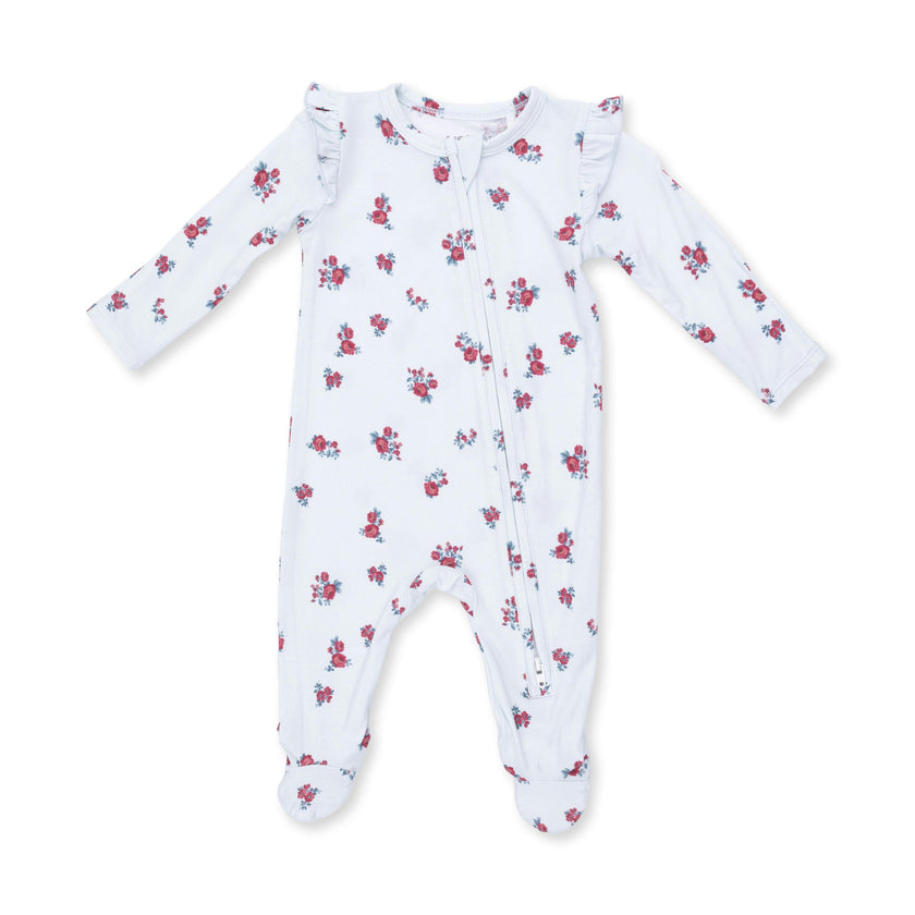 Alyssa Floral - 2 Way Ruffle Sleeve Zipper Footie