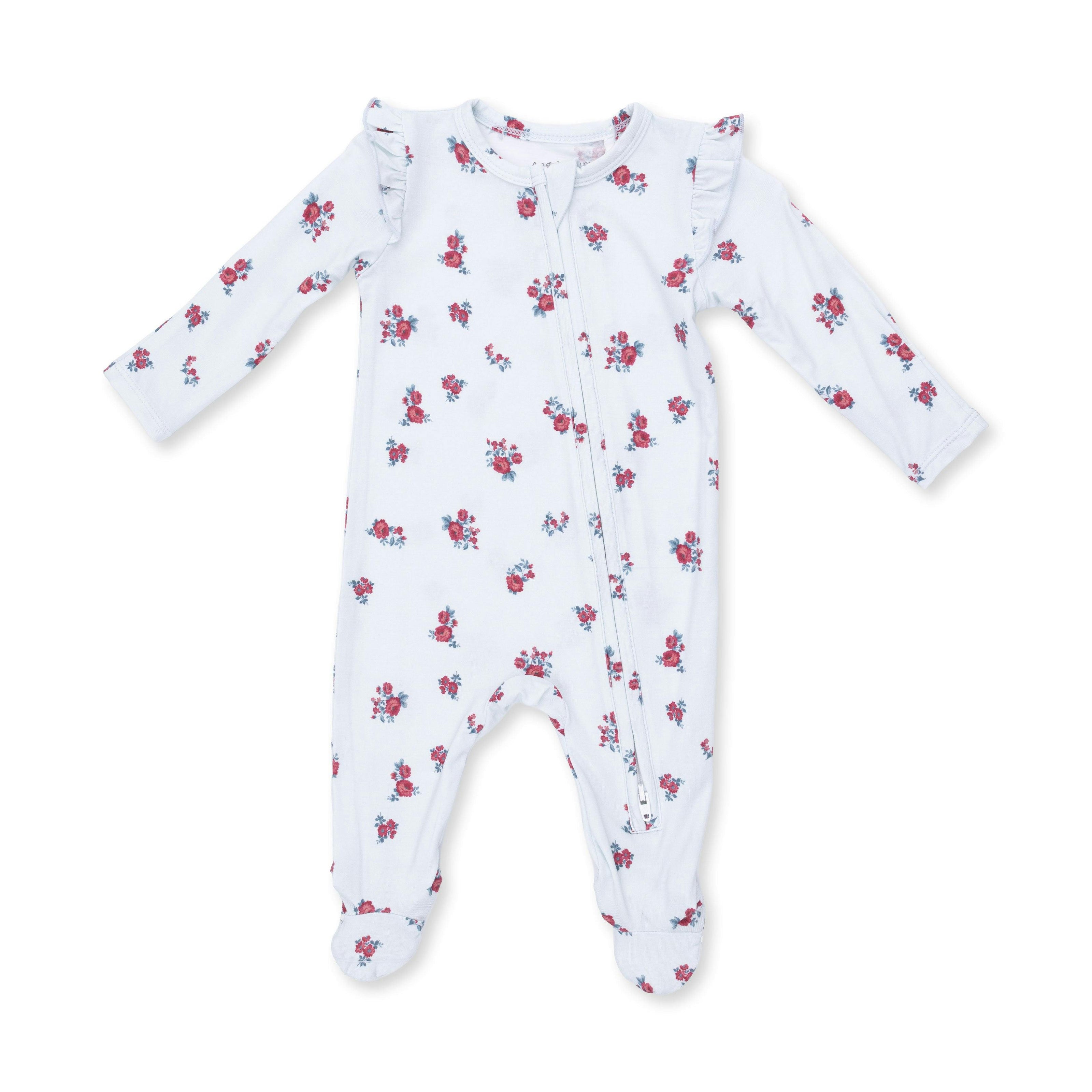 Alyssa Floral - 2 Way Ruffle Sleeve Zipper Footie