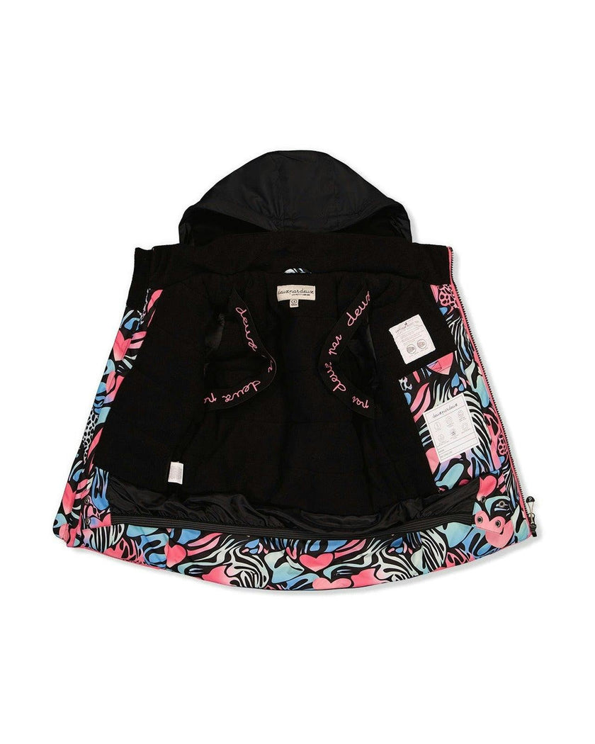 Two Piece Play Snowsuit Black Zebra Print With Black Pants