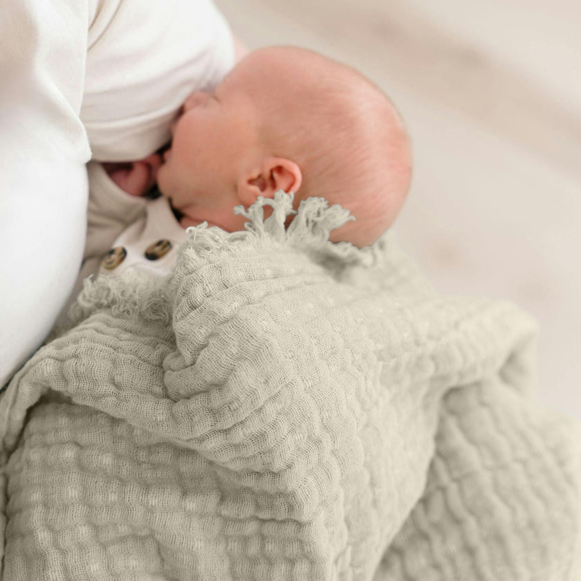 Multi-Layer Dove Grey Ombre Muslin Cotton Baby Blanket