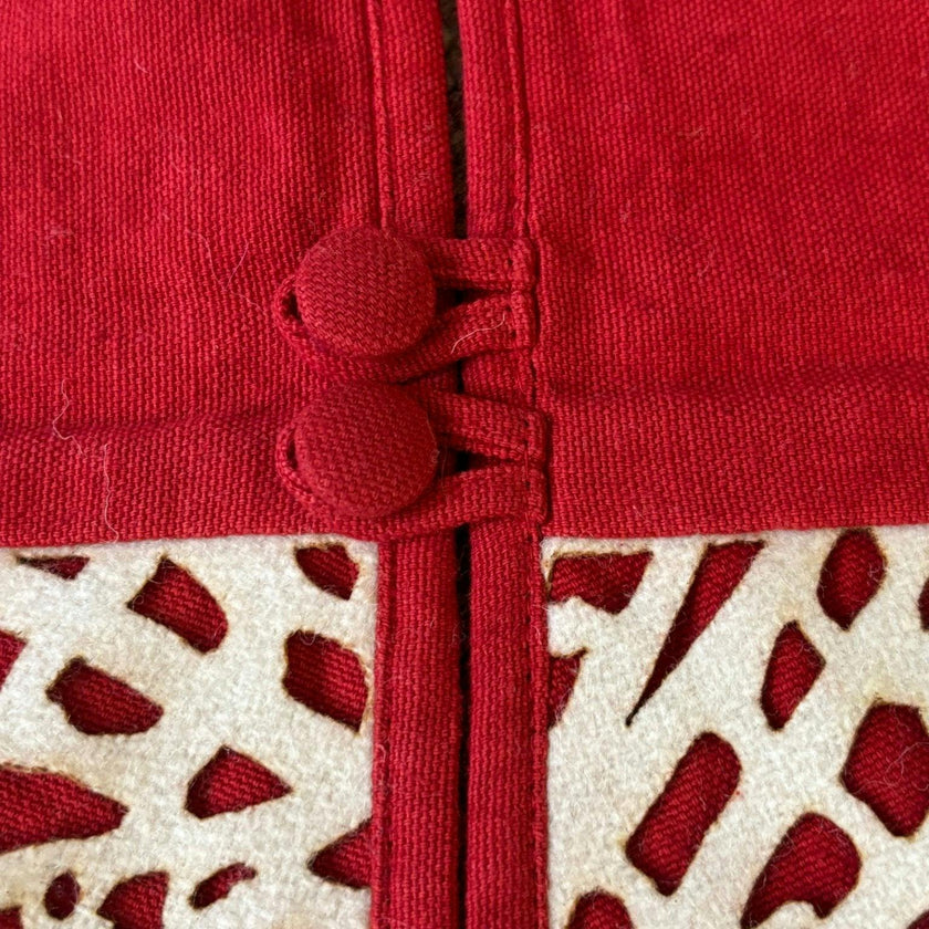 Handmade Linen Precision Cut Red Christmas Tree Skirt – 60" Arcadia Home
