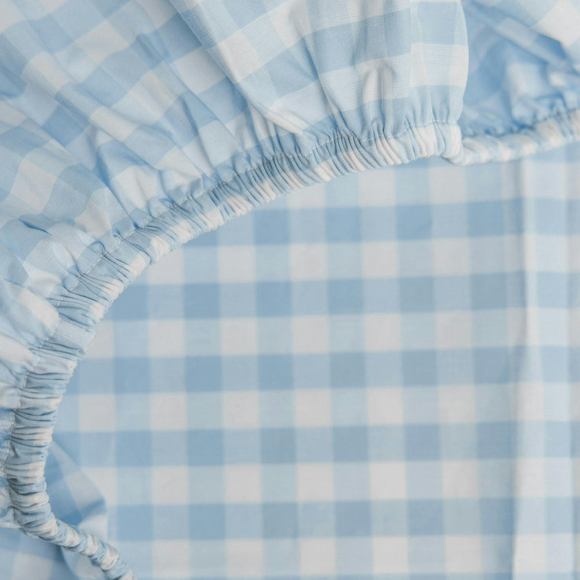 Luxe Premium Light Blue Gingham Crib Sheet