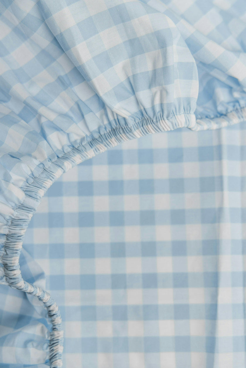 Luxe Premium Light Blue Gingham Crib Sheet