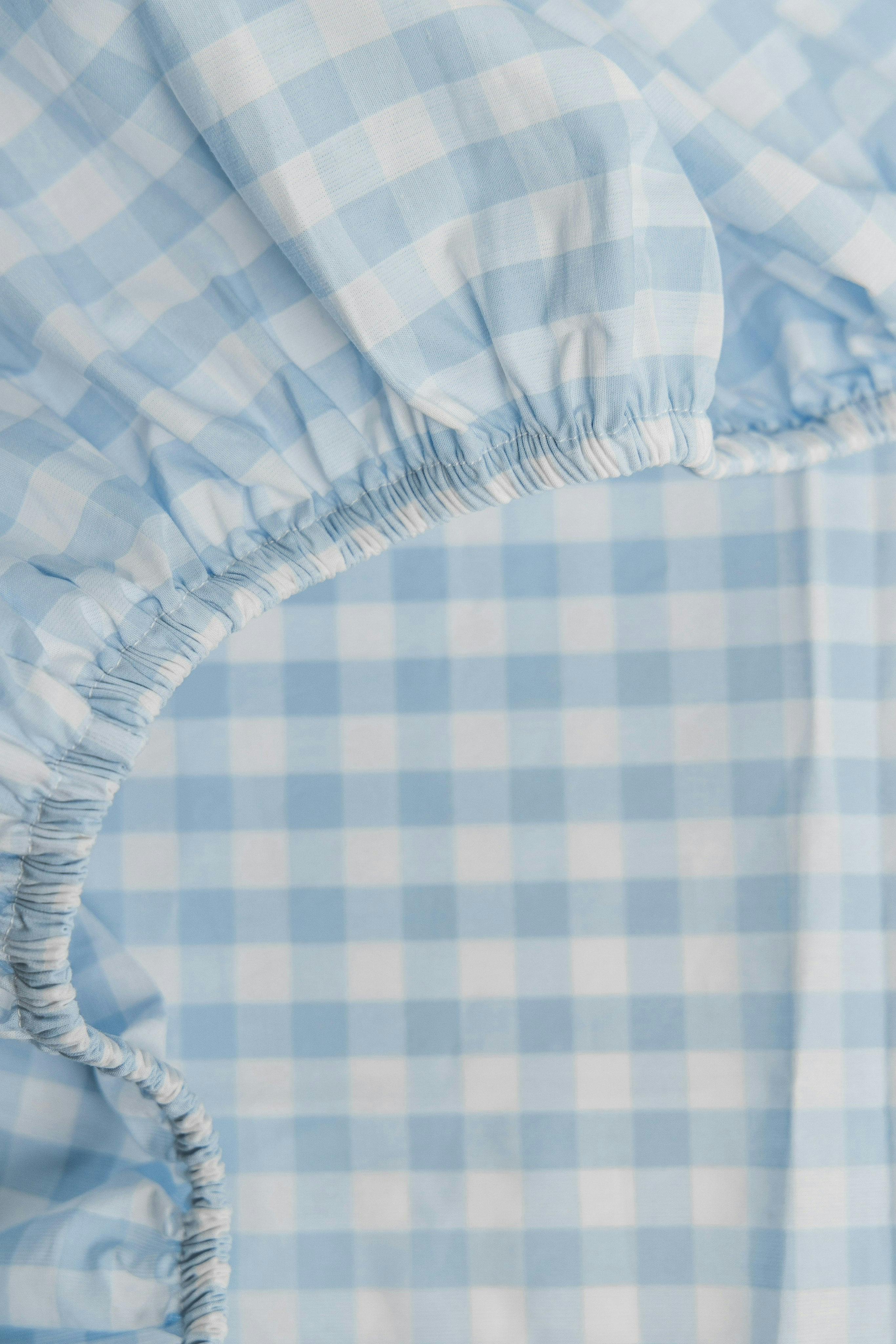 Luxe Premium Light Blue Gingham Crib Sheet