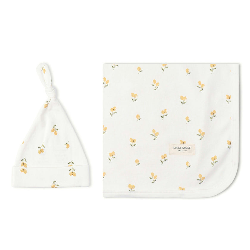 Organic Swaddle Blanket & Hat Set