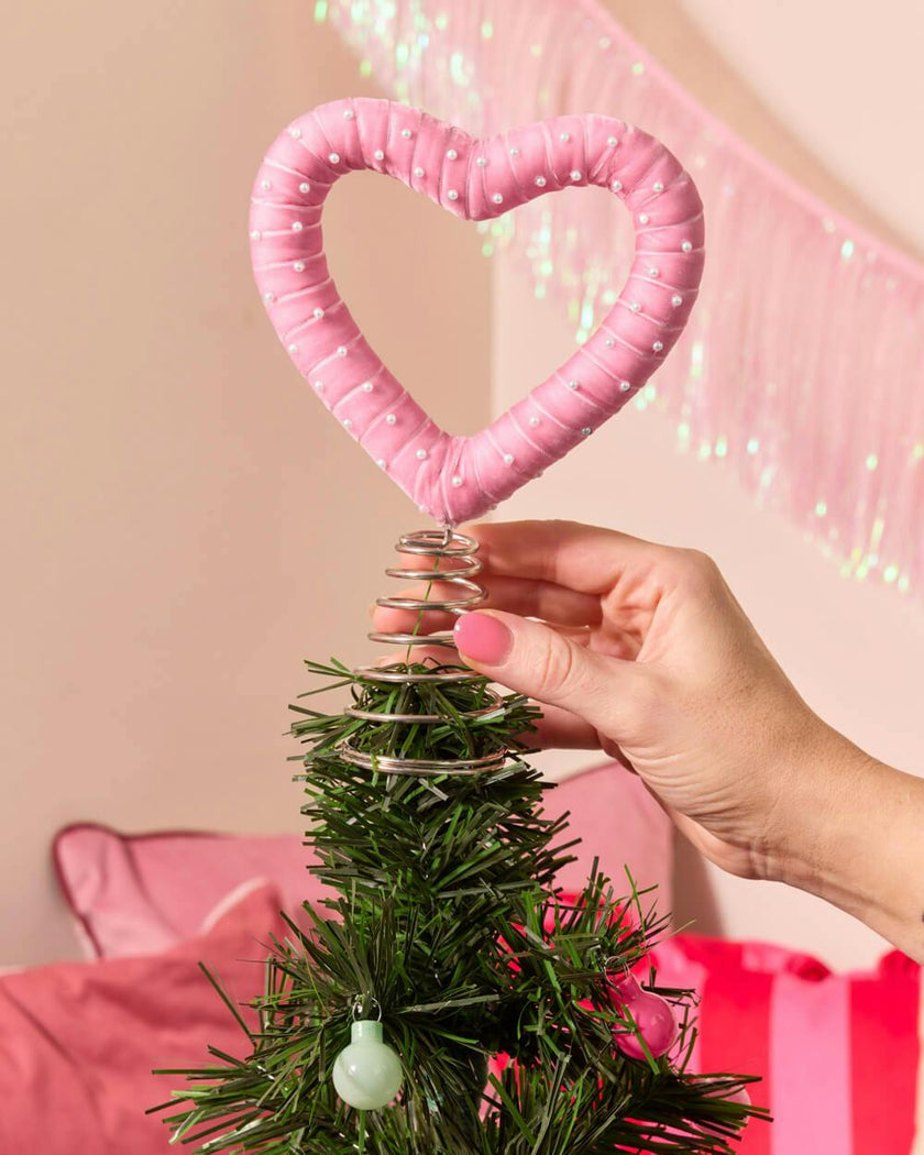 Love & Pearls Treetopper - pink heart treetopper