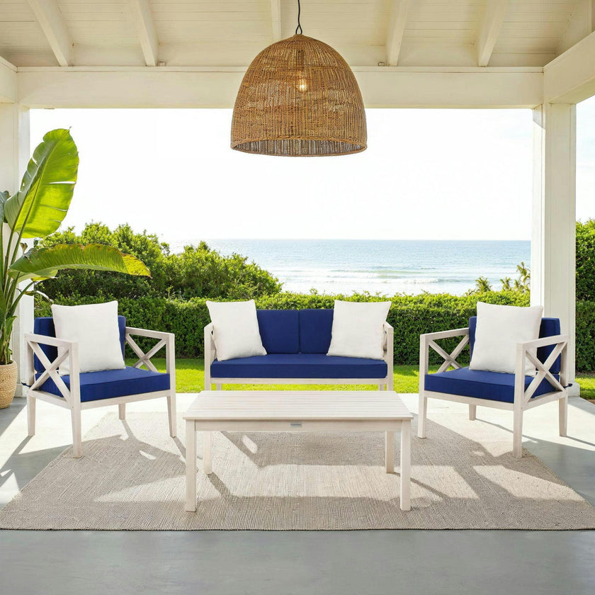Nunzio 4-Piece Outdoor Set with Accent Pillows