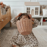 Rattan Tulip Carry Basket - Seashell Pink