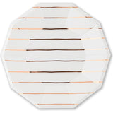 Rose Gold Frenchie Striped Large Plates