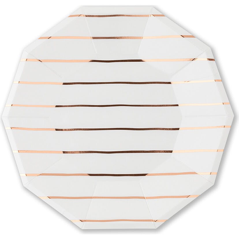 Rose Gold Frenchie Striped Large Plates