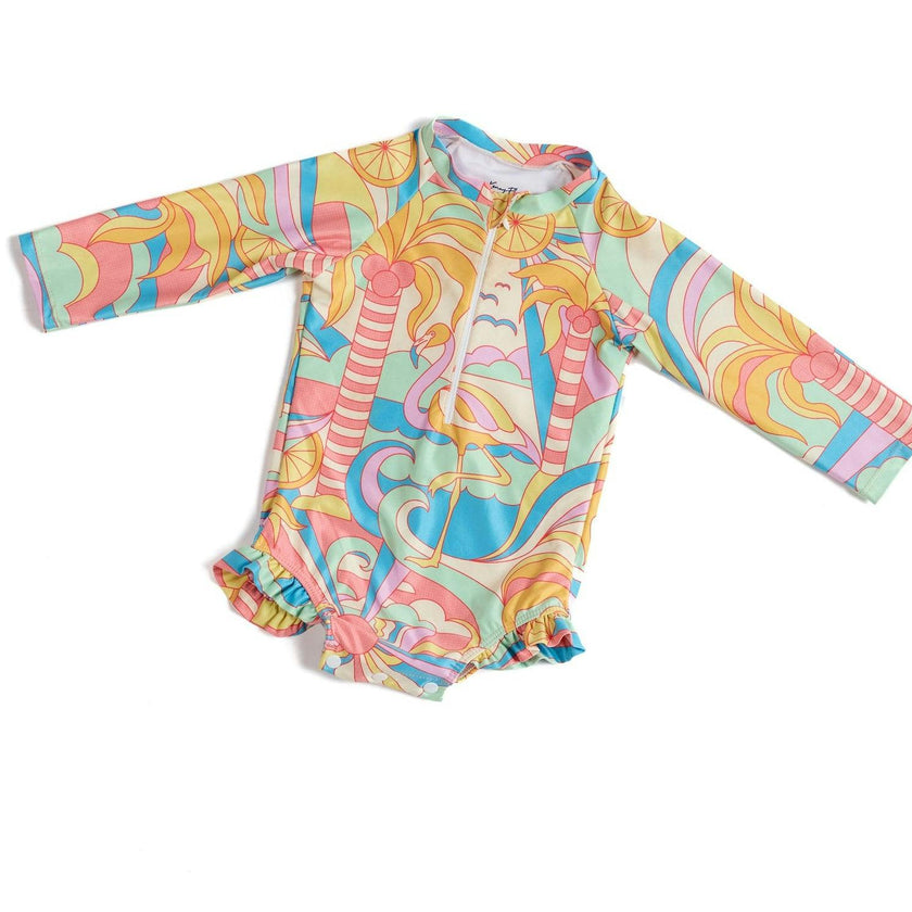 The Paradiso - Girls Rash Guard One Piece with Ruffle UPF 50+