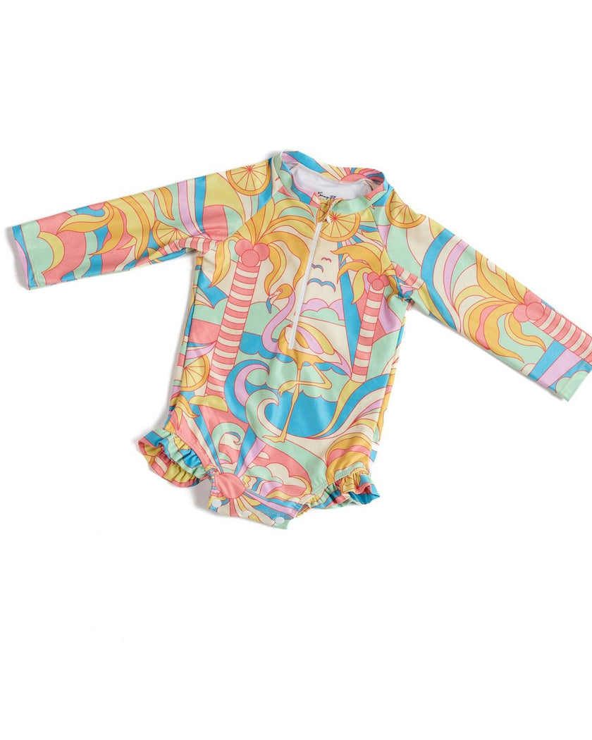 The Paradiso - Girls Rash Guard One Piece with Ruffle UPF 50+