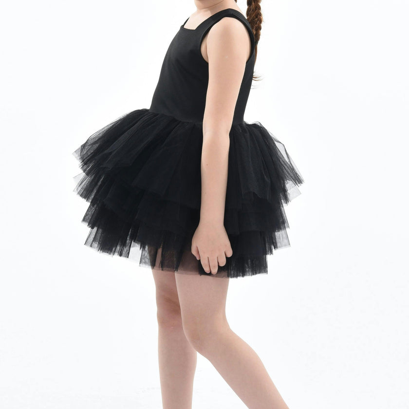 Black Solid Tutu Dress