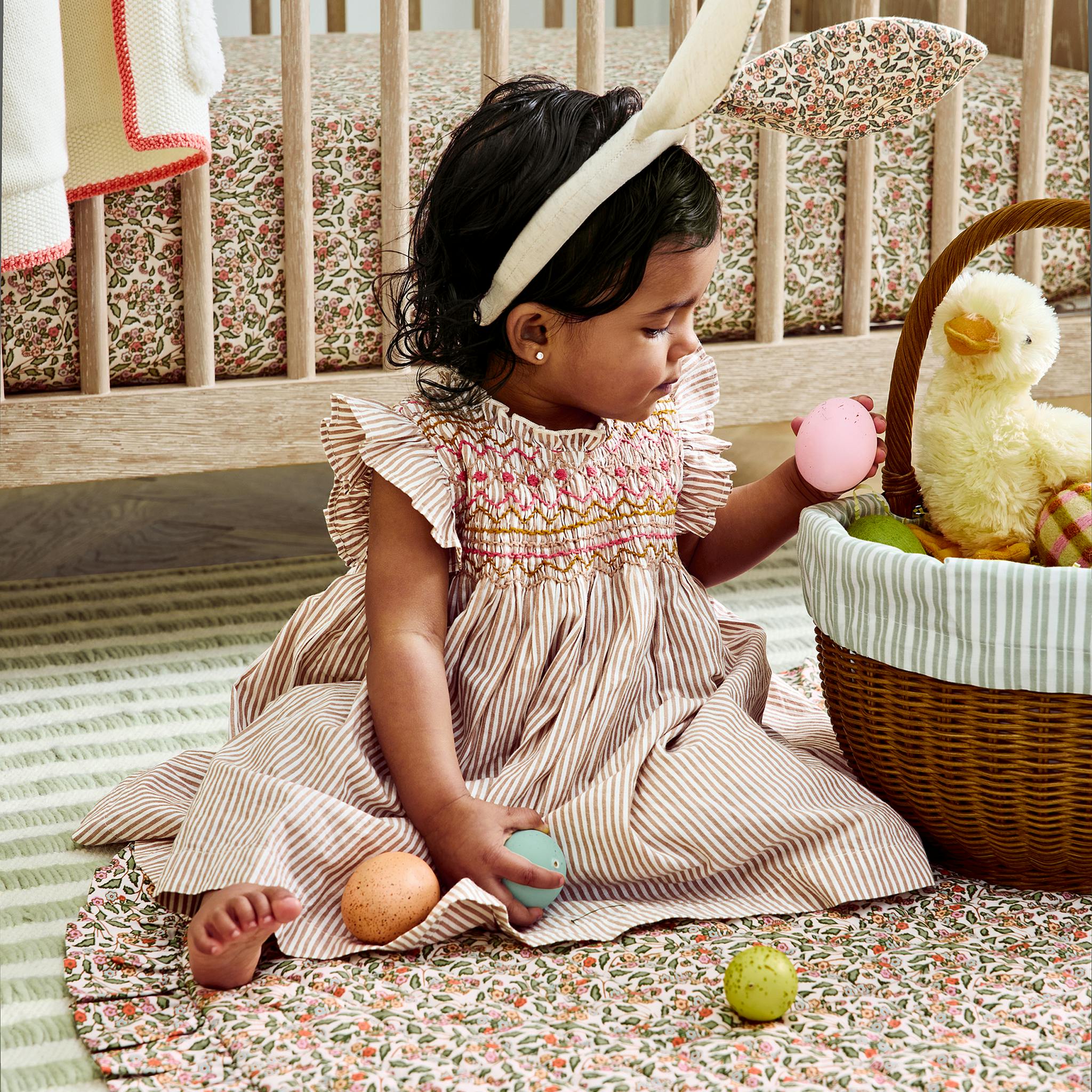 Girls Stevie Dress - Tawny Brown Stripe