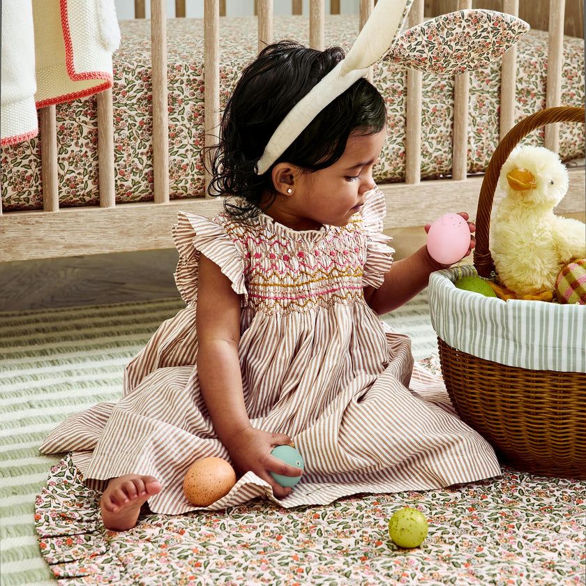 Baby Girls Stevie Dress - Tawny Brown Stripe