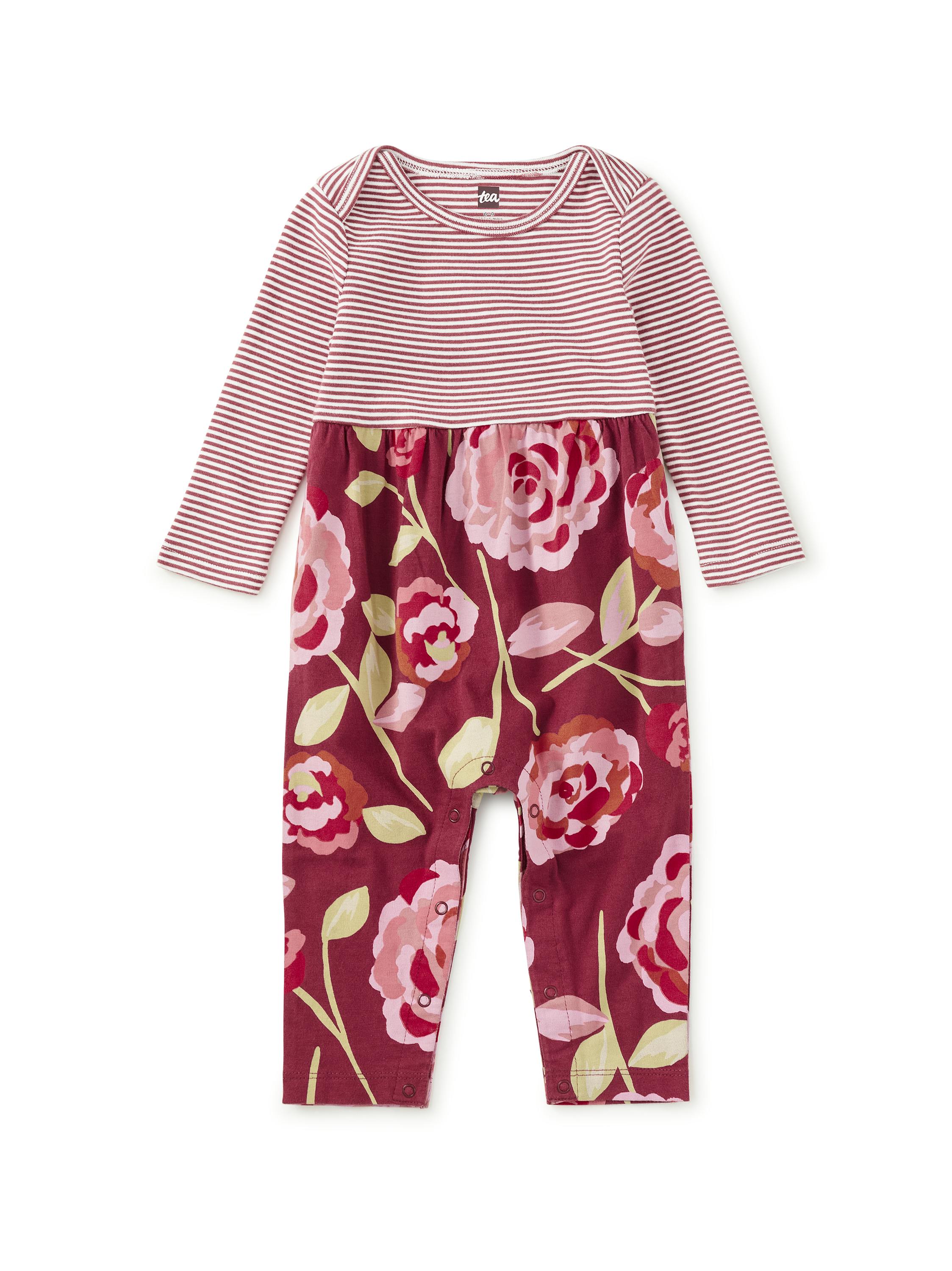 Print Mix Baby Romper, Turkish Rose